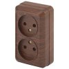 Эра Розетка 2х2P, 16А-250В, IP20, ОУ, Quadro, венге Б0030125