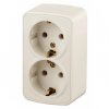 Эра Розетка 2х2P+E Schuko, 16А-250В, IP20, ОУ, Polo, сл.кость (12/240/2880) Б0036131