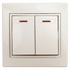 Эра Выключатель двойной с подсветкой, 10А-250В, IP20, СУ, Plano, Б0027604