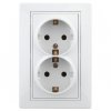 Эра Розетка Intro Plano 1Э-208-01 с заземлением двойная 2X2P+E Schuko со шторками, 16А-250В, IP20, СУ, Б0053957