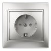Эра Розетка Intro Plano 1-202-03 с заземлением 2P+E Schuko, 16А-250В, IP20, СУ, алюминий Б0053878