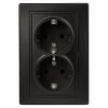 Эра Розетка 2X2P+E Schuko, 16А-250В, IP20, СУ, Plano, антрацит (10/100/1200) Б0044570