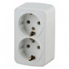 Эра Розетка 2х2P+E Schuko, 16А-250В, IP20, ОУ, Polo, белый (12/240/2880) Б0036100