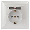 Эра Розетка Intro Solo 4-410-06 с заземлением P+E Schuko со шторками, 16А-250В + 2хUSB, IP20, СУ, перламутр Б0053718