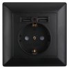 Эра Розетка P+E Schuko со шторками, 16А-250В + 2хUSB, СУ, Solo, антрацит Б0043407