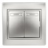 Эра Выключатель Intro Plano  двухклавишный, 10А-250В, IP20, СУ, Plano, алюминий 1-104-03