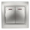 Эра Выключатель Intro Plano  двухклавишный с подсветкой, 10А-250В, IP20, СУ, алюминий 1-105-03