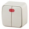 Эра Выключатель двойной с подсветкой, 10А-250В, IP20, ОУ, Polo, сл.кость (18/360/4320) Б0036123