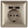 Эра Розетка P+E Schuko со шторками, 16А-250В + 2хUSB, СУ, Solo, шампань Б0043406