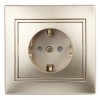 Эра Розетка 2P+E Schuko со шторками, 16А-250В, IP20, СУ, Plano, шампань (10/200/2000) 1-206-04