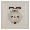Эра Розетка P+E Schuko со шторками, 16А-250В + 2хUSB, СУ, Solo, слоновая кость Б0043404