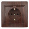 Эра Розетка Intro Plano  с заземлением 2P+E Schuko, 16А-250В, IP20, СУ, венге 1-202-10