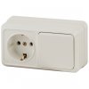 Эра Блок розетка с выключателем Intro Quadro 2-701-02 горизонтальный 10(16)А-250В, IP20, ОУ, слоновая кость Б0053866