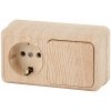 Эра Блок розетка+выкл. гориз. 10(16)А-250В, IP20, ОУ, Quadro, сосна Б0036152