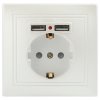 Эра Розетка Intro Plano 1-410-06 с заземлением 2P+E Schuko со шторками, 16А-250В + 2хUSB 5В-2,1А, IP20, СУ, перламутр Б0053947