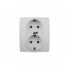 Эра Розетка 2X2P+E Schuko со шторками, 16АХ-250В, Эра12, белый Б0014699