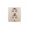Эра Розетка 2X2P+E Schuko со шторками, 16АХ-250В, Эра12, слоновая кость Б0014700