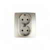 Эра Розетка 2X2P+E Schuko со шторками, 16АХ-250В, Эра12, шампань Б0014702