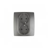 Эра Розетка 2X2P+E Schuko со шторками, 16АХ-250В, Эра12, графит Б0019331