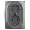 Эра Розетка 2X2P+E Schuko, 16АХ-250В, Эра12, графит Б0031234