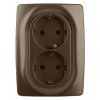 Эра Розетка 2X2P+E Schuko со шторками, 16АХ-250В, Эра12, белый Б0036449