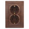 Эра Розетка Intro Plano с заземлением двойная 2X2P+E Schuko, 16А-250В, IP20, СУ, венге 1-205-10