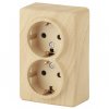 Эра Розетка 2х2P+E Schuko, 16АХ-250В, ОУ, Эра Эксперт, сосна Б0020693
