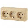 Эра Розетка 3х2P+E Schuko, 16АХ-250В, ОУ, Эра Эксперт, сосна Б0020702