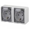 Эра Розетка 2х2P+E IP54, шторки, 16A-250В, ОУ, Эра Эксперт, Al+Cu, белый Б0038821