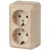 Эра Розетка Intro Quadro 2-204-11 с заземлением двойная 2х2P+E Schuko, 16А-250В, IP20, ОУ, сосна Б0053807