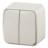 Эра Выключатель двойной, 10А-250В, IP20, ОУ, Polo, сл.кость (18/360/4320) Б0036121