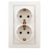Эра Розетка Intro Plano 1-205-02 с заземлением двойная 2X2P+E Schuko, 16А-250В, IP20, СУ, слоновая кость Б0053916