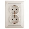 Эра Розетка Intro Solo  с заземлением двойная 2X2P+E Schuko, 16А-250В, IP20, СУ, слоновая кость 4-205-02