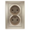 Эра Розетка 2х2P, 16А-250В, IP20, СУ, Plano, шампань (10/100/1800) Б0030067