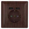 Эра Розетка Intro Solo 4-410-10 с заземлением P+E Schuko со шторками, 16А-250В + 2хUSB, IP20, СУ, венге Б0053719