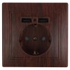 Эра Розетка Intro Plano 1-410-10 с заземлением 2P+E Schuko со шторками, 16А-250В + 2хUSB 5В-2,1А, IP20, СУ, венге Б0053948