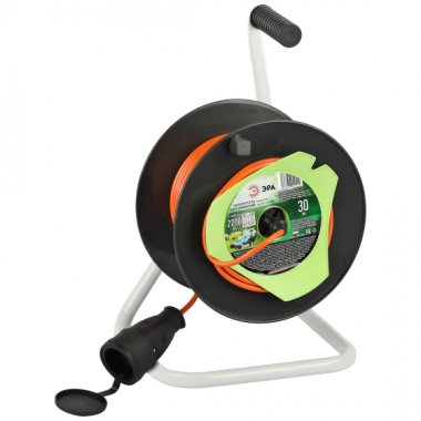 Фотография товара 'Эра Удлинитель силовой RP-1-2x1-30m на пластиковой катушке без заземления 1 розетка 30м ПВС 2x1мм2 Б0059770'