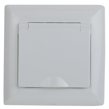 Фотография товара 'Эра Розетка 2P+E Schuko с крышкой штор., 16А-250В, СУ, IP44, Solo, белый Б0043361'
