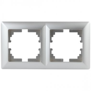 Фотография товара 'Эра Рамка для розеток и выключателей Intro Solo 4-502-03 на 2 поста, СУ, алюминий Б0043412'