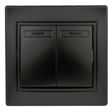 Фотография товара 'Эра Выключатель двойной, 10А-250В, IP20, СУ, Plano, антрацит (10/200/2400) Б0044563'