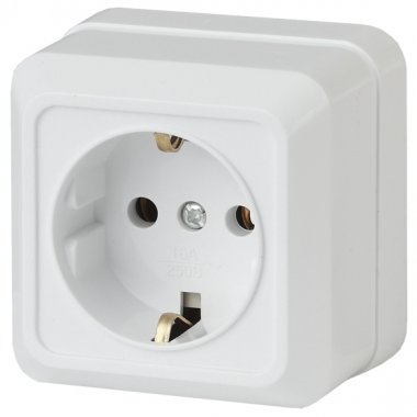 Фотография товара 'Эра Розетка Intro Quadro 2Э-202-01 с заземлением 2P+E Schuko, 16А-250В, IP20, ОУ, без монтажной пластины, белый Б0053906'