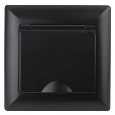 Фотография товара 'Эра Розетка Intro Solo 4-203-05 с заземлением 2P+E Schuko с крышкой, 16А-250В, IP20, СУ, антрацит Б0053661'