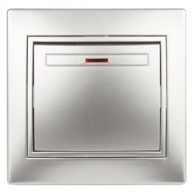 Фотография товара 'Эра Выключатель с подсветкой, 10А-250В, IP20, СУ, Plano, алюминий (10/200/2400) Б0030034'