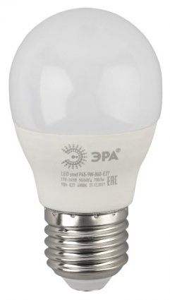 Фотография товара 'Эра Лампа светодиодная Эра LED P45-9W-860-E27 (диод, шар, 9Вт, хол, E27) Б0031412'