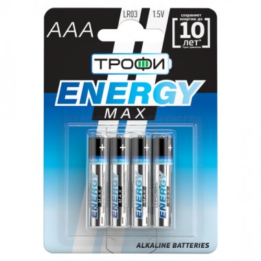 Фотография товара 'Эра Батарейки Трофи LR03-4BL ENERGY MAX Alkaline Б0015137'