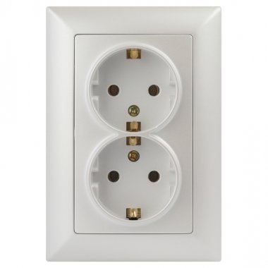 Фотография товара 'Эра Розетка Intro Solo 4-205-06 с заземлением двойная 2X2P+E Schuko, 16А-250В, IP20, СУ, перламутр Б0053678'