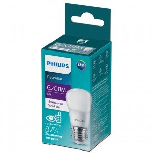 Фотография товара 'Эра Лампочка светодиодная Philips ESS LEDLustre P45 6Вт 4000K Е27 / E27 шар Б0055064'