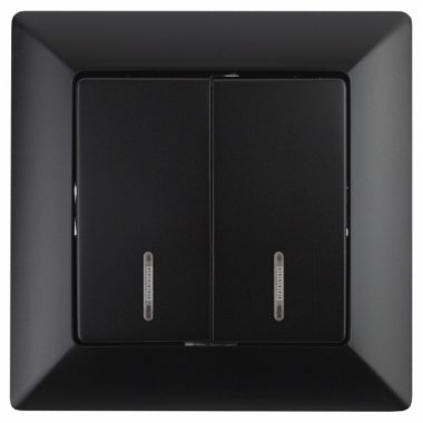 Фотография товара 'Эра Выключатель Intro Solo 4-105-05 двухклавишный с подсветкой, 10А-250В, IP20, СУ, Solo, антрацит Б0053597'