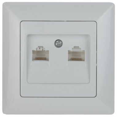 Фотография товара 'Эра Розетка Intro Solo 4-304-01 информационная двойная 2xRJ45, СУ, белый Б0043389'