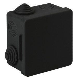 Фотография товара 'Эра Распаячная коробка KOR-80-80-50-7g-B открытой установки КОР 80х80х50мм черная с гермовводами 7 входов IP54 Б0061782'